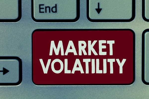 Handwriting text Market Volatility. Concept meaning Underlying securities prices fluctuates Stability status