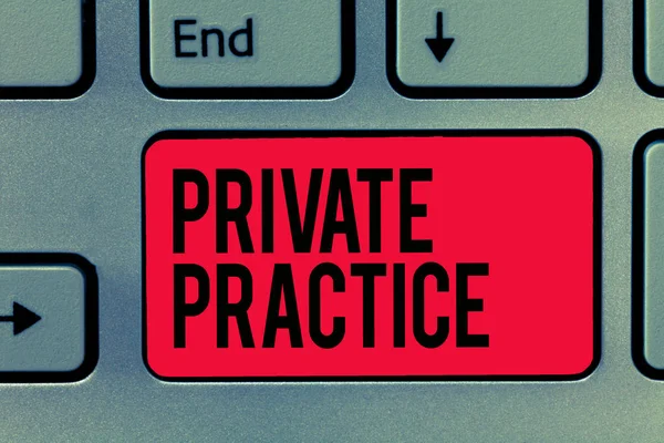 Text sign showing Private Practice. Conceptual photo work of professional practitioner such as doctor or lawyer — Stock Photo, Image