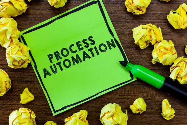 Signo de texto que muestra Automatización de procesos. Transformación Fotográfica Conceptual Robótica Optimizada Para evitar Redundancia — Foto de Stock