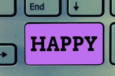 Happy gösterilen metin işareti. Kavramsal bir şey hakkında duygu ya da göstermek zevk kanaat fotoğraf kişi