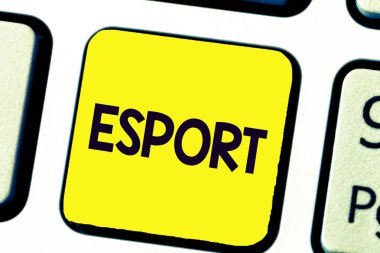 ESport yazma el yazısı metin. Seyirci ve eğlence için rekabetçi kavramı anlam multiplayer video oyun oynadı