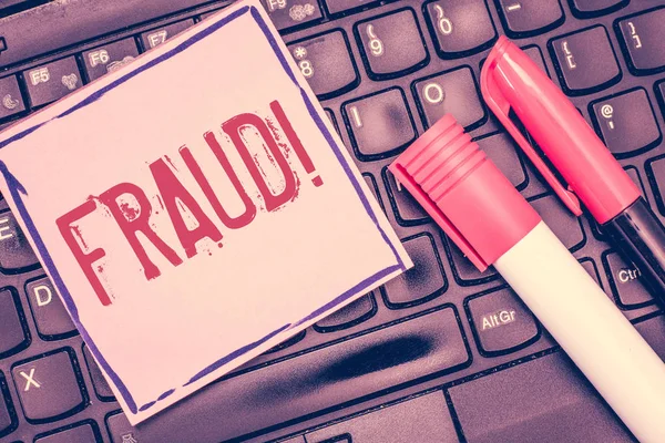 Word writing text Fraud. Business concept for wrongful criminal deception intended result financial or personal gain — Stock Photo, Image