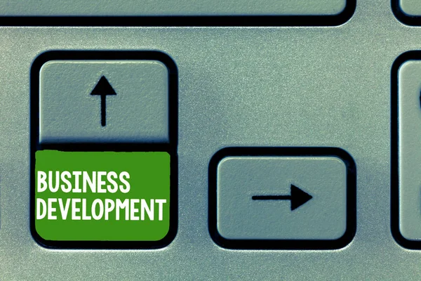 Textschild mit der Aufschrift Business Development. Konzeptfoto Implementieren Wachstumswert innerhalb und zwischen Unternehmen — Stockfoto