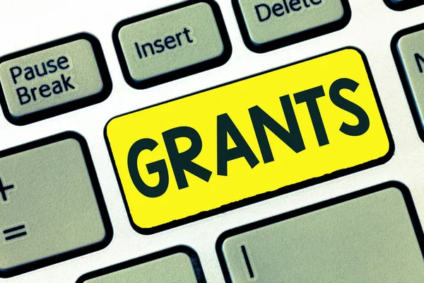 Writing note showing Grants. Business photo showcasing agree to give or allow something requested someone Authorize action