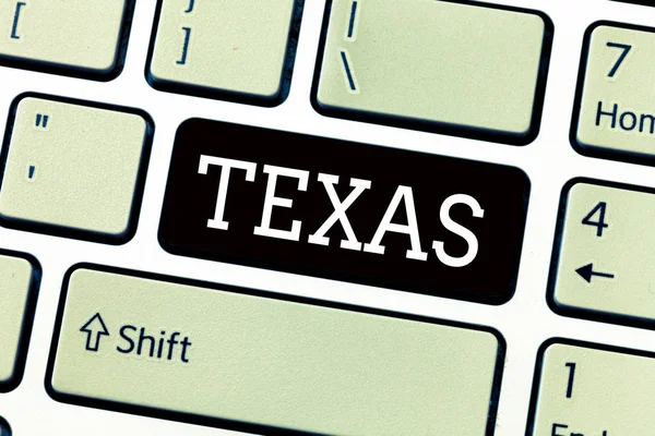 Un SMS che mostra il Texas. Foto concettuale basata sulla parola Caddo taysha che significa amici e si trova in noi — Foto Stock