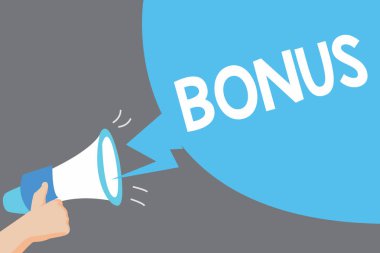 Word metin yazma Bonus. İyi bir performans ekstra kar payı ve ücret eklendi para için ödül için iş kavramı