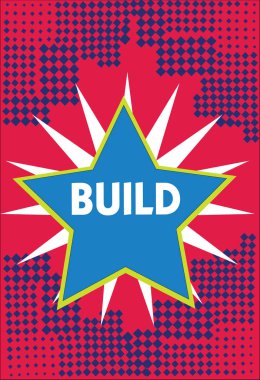 Kavramsal el yapı gösterilen yazma. İş fotoğraf vitrine oluşturmak bir şey malzeme koyarak birlikte bir süre içinde