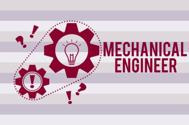 Makine Mühendisini gösteren kavramsal el yazısı. İş fotoğrafı metni Mekanik Sistem için Uygulanmış Mühendislik Disiplini