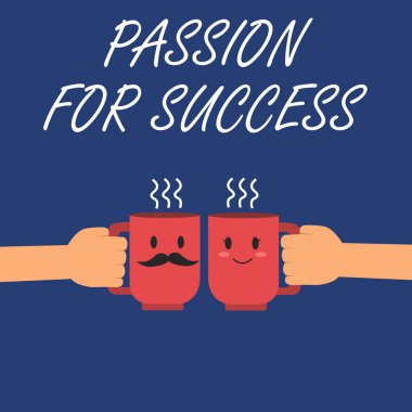 Tutku için başarı gösteren Not yazma. Coşku coşkusu sürücü motivasyon ruhu etik vitrine iş fotoğraf.