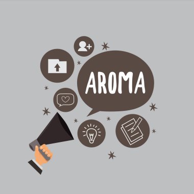 Aroma gösterilen metin işareti. Kavramsal fotoğraf bir ayırt edici genellikle hoş kokulu ince yaygın atmosfer