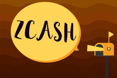 Zcash gösterilen metin işareti. Kavramsal fotoğraf cryptocurrency anonim sağlar adem-i merkeziyetçi blockchain ile