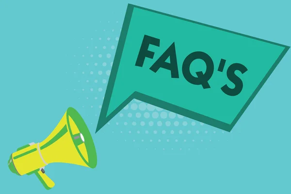 Writing note showing Faq s is. Business photo showcasing list of questions and answers relating to a particular subject — Stock Photo, Image