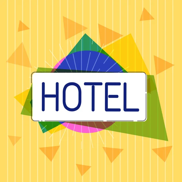 Handschrift Text Hotel. Konzept bedeutet, dass die Unterkunft Mahlzeiten für Reisende anbietet — Stockfoto