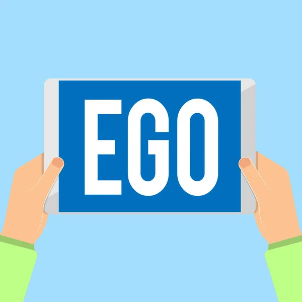 Texte d'écriture de mots Ego. Concept d'entreprise pour le sens de l'estime de soi estime de soi d'une personne La pensée consciente matière — Photo