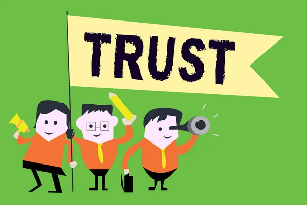 Κείμενο πινακίδα που δείχνει την εμπιστοσύνη. Εννοιολογική φωτογραφία σταθερή πίστη στην αλήθεια αξιοπιστία ή την ικανότητα κάποιος κάτι οικογένειας — Φωτογραφία Αρχείου