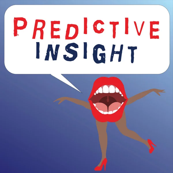 A escrever um bilhete a mostrar o "Predictive Insight". Foto de negócios mostrando sistema de gerenciamento de falhas proativo uma detecção precoce — Fotografia de Stock