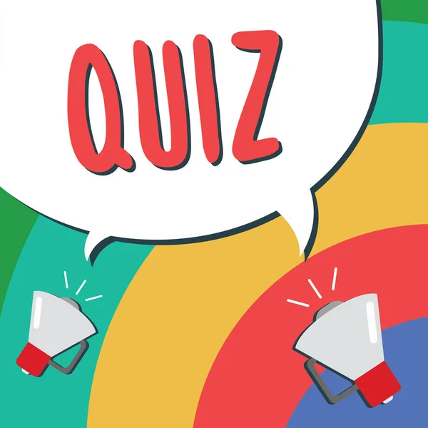 Text sign showing Quiz. Conceptual photo Brief informal test given to students Test of knowledge Examination — Stock Photo, Image