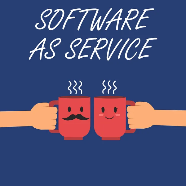 Schrijven van notitie weergegeven: Software als Service. Zakelijke foto presentatie van On Demand op abonnement licentie en Centraal gehost — Stockfoto