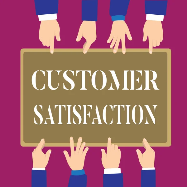 Γραπτό σημείωμα που δείχνει την ικανοποίηση των πελατών. Επαγγελματική φωτογραφία προβάλλοντας Υπέρβαση των προσδοκιών των καταναλωτών Ικανοποιημένος από τις υπηρεσίες — Φωτογραφία Αρχείου