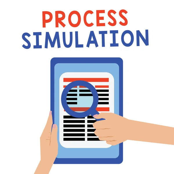 Texte manuscrit Process Simulation. Concept signifiant Représentation technique Fabriqué Étude d'un système — Photo