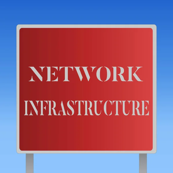 Writing note showing Network Infrastructure. Business photo showcasing Hardware and Software resources In and Out Connection