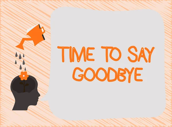 Signo de texto que muestra el tiempo para decir adiós. Foto conceptual Despedida Hasta la vista Hasta que nos volvamos a ver —  Fotos de Stock