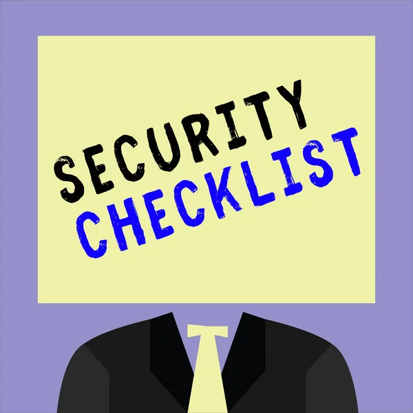 Handschriftliches Textschreiben Security Checklist. Konzept zum Schutz von Daten und Leitfaden zum Thema Internetdiebstahl — Stockfoto