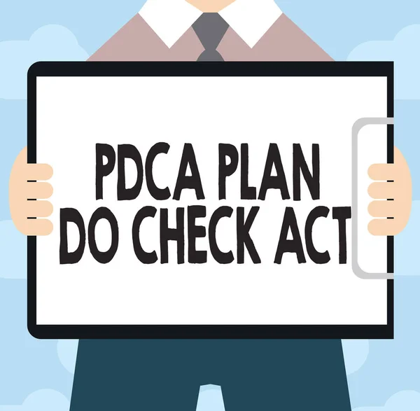 Κείμενο πινακίδα που δείχνει Pdca σχέδιο κάνετε Ελέγξτε πράξη. Εννοιολογική φωτογραφία Deming τροχό βελτιωμένη διαδικασία επίλυσης προβλημάτων — Φωτογραφία Αρχείου