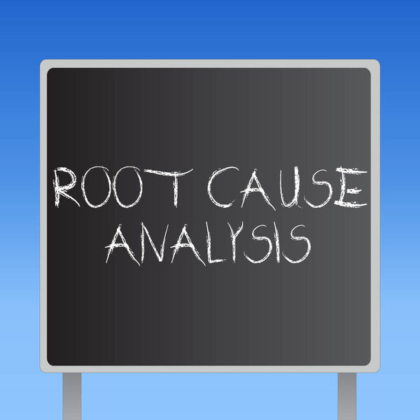 Handwriting text Root Cause Analysis. Concept meaning Method of Problem Solving Identify Fault or Problem