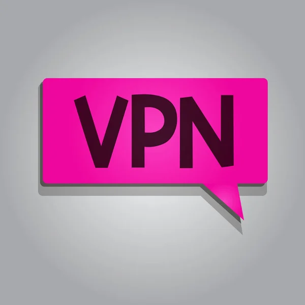 Text sign showing Vpn. Conceptual photo Redirects your connection to the Internet through configured server — Stock Photo, Image