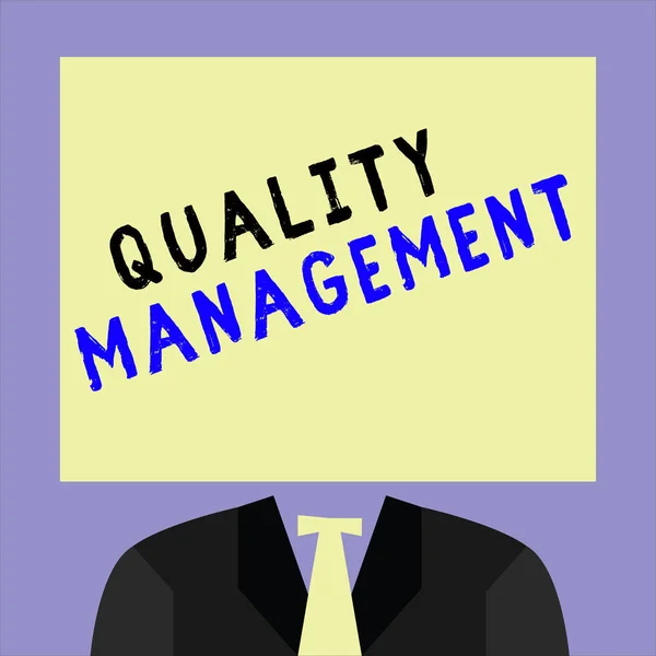 Handschrift tekst schrijven Quality Management. Concept betekent handhaven Excellence Level High Standard Product Services — Stockfoto