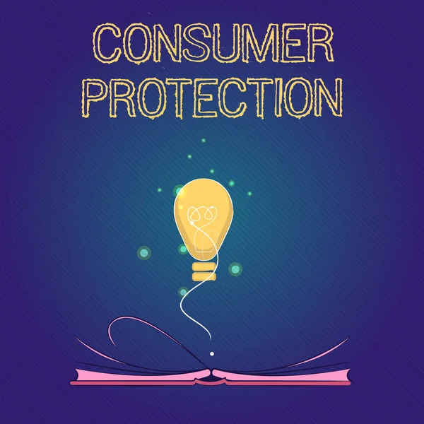 A kézírás szöveg fogyasztóvédelem. Koncepció, azaz Fair Trade törvények fogyasztói jogok védelmének biztosítása — Stock Fotó