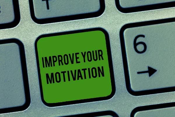 Escribir nota mostrando Mejora tu motivación. Exhibición de fotos de negocios Aumente su auto impulso Mejore los motivos y las metas —  Fotos de Stock