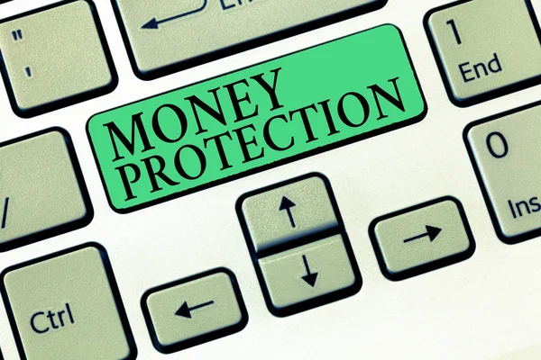 Text sign showing Money Protection. Conceptual photo protects the rental money tenant pays to landlord