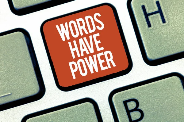 Sinal Texto Mostrando Palavras Têm Poder Foto Conceitual Energia Capacidade — Fotografia de Stock