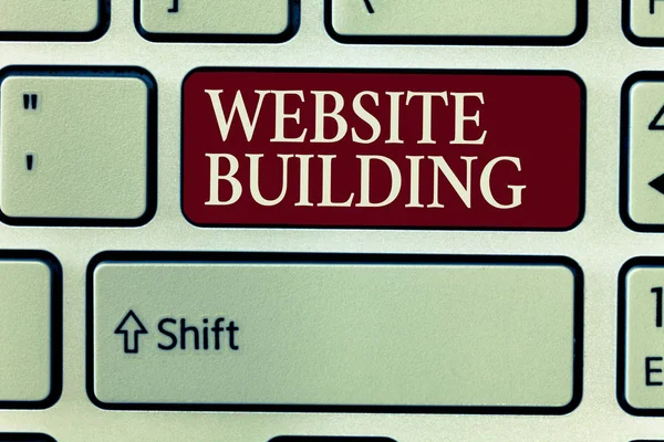 Текстовый знак, показывающий здание сайта. Концептуальные фотоинструменты, которые обычно позволяют создавать страницы — стоковое фото