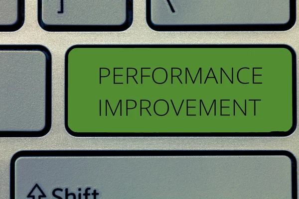 Writing note showing Performance Improvement. Business photo showcasing Measure and Modify the Output to increase efficiency