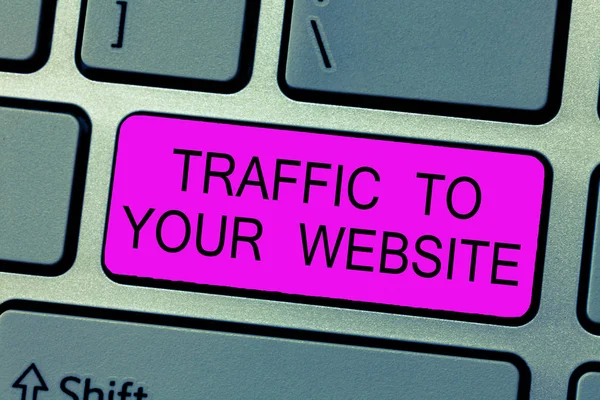 Signo de texto que muestra el tráfico a su sitio web. Foto conceptual Lifeblood de los negocios en línea más Plomo Potencial —  Fotos de Stock