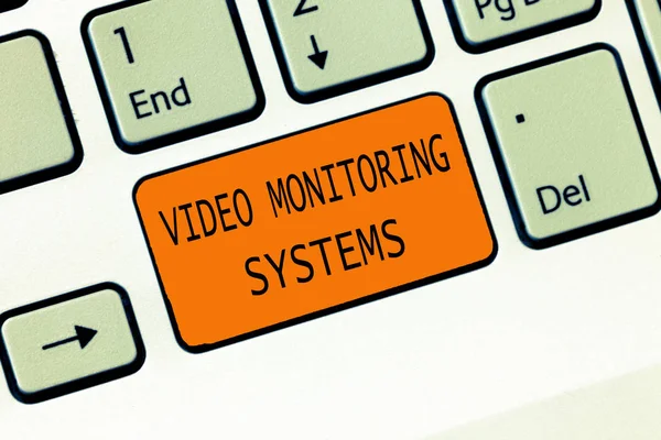 Conceptual hand writing showing Video Monitoring Systems. Business photo text Surveillance Transmit capture Image to Digital Link — Stock Photo, Image