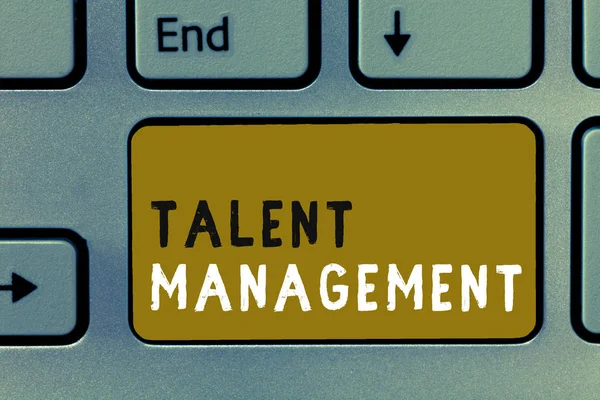 Writing note showing Talent Management. Business photo showcasing Acquiring hiring and retaining talented employees