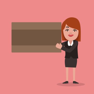 Düz tasarım iş vektör illüstrasyon kavramı boş kopya metin esp için şablon kadın insan Tekdüzen ayakta boş Kurulu sunan raporlama Holding promosyon malzeme sahte Web afiş