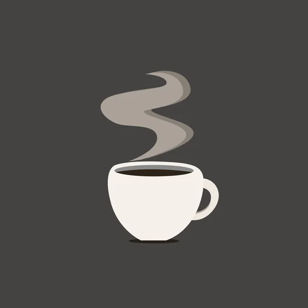 Flaches Design Geschäftsvektor Illustration leeren Kopierraum Text für Werbung Website Förderung esp isolierte Banner Vorlage Tasse gefüllt mit Kaffee oder Tee dampfend heiß mit Dampf-Symbol und Schatten — Stockvektor