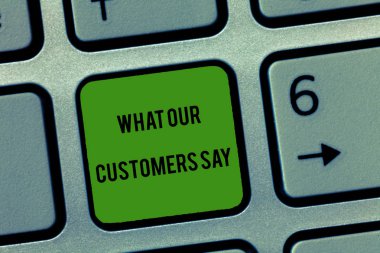 Ne bizim müşteriler Say gösterilen Not yazma. Tüketici reaksiyonları kullanıcıların geribildirim bilmek vitrine iş fotoğraf