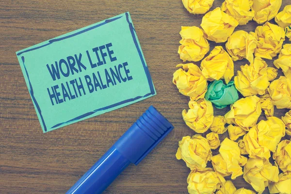 Segno di testo che mostra Work Life Health Balance. Foto concettuale Stabilità e armonia per prevenire l'esaurimento — Foto Stock