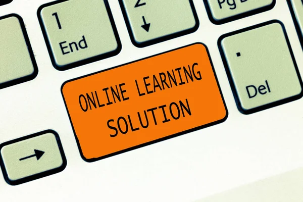 Escritura manual conceptual que muestra la solución de aprendizaje en línea. Uso del texto fotográfico de negocios Acceso electrónico al currículo educativo — Foto de Stock