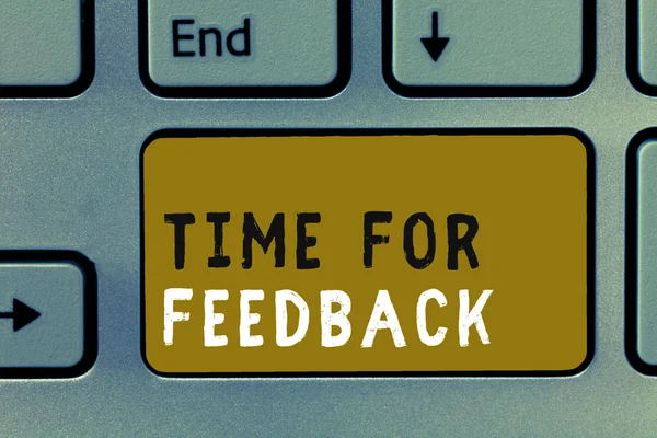 Writing note showing Time For Feedback. Business photo showcasing Need to response or give critic on something Evaluation — Stock Photo, Image