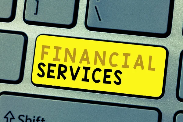 Tekstbord met financiële diensten. Conceptuele foto Geld en investeringen Leasing van leningen Makelaars — Stockfoto