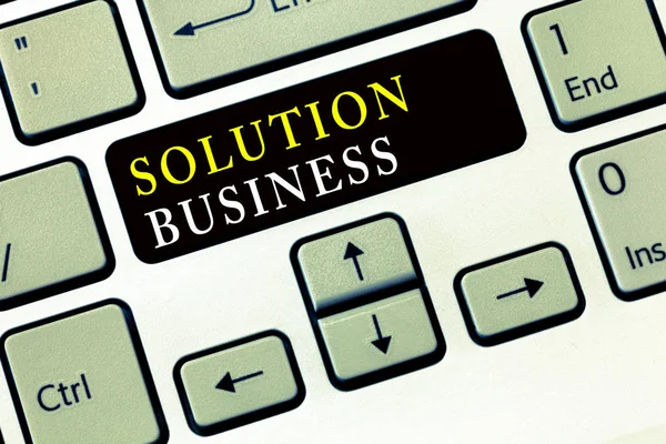 Nota di scrittura che mostra Solution Business. Business photo showcase Marketing e pubblicità Payroll Accounting Research — Foto Stock