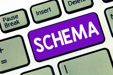 Şema gösterilen metin işareti. Planı veya anahat veya modeli teoride kavramsal fotoğraf gösterimi