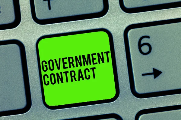 Text sign showing Government Contract. Conceptual photo Agreement Process to sell Services to the Administration